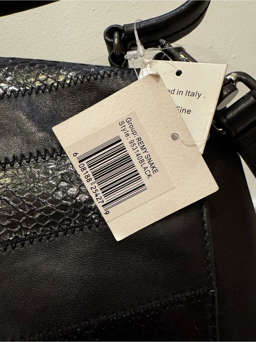 NWT Badgley Mischka Remy Snake Black Leather Convertible Shoulder Crossbody Bag - Picture 6 of 8